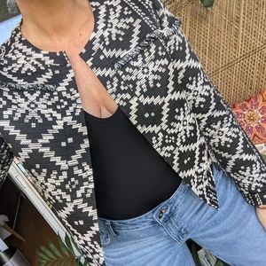Who What Wear M Aztec Blazer Fringe Woven Jacket